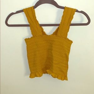 Mustard yellow smocked crop top